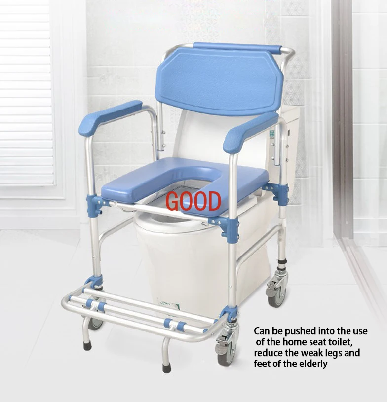 Powered Patient Lift Transfer Chair With Commode Foldable Bedside Commode Chair With Wheels Toilet