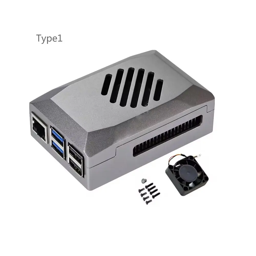 For Raspberry Pi 5 ABS Silver-Shadow Case Cooling PWM Fan for Pi5