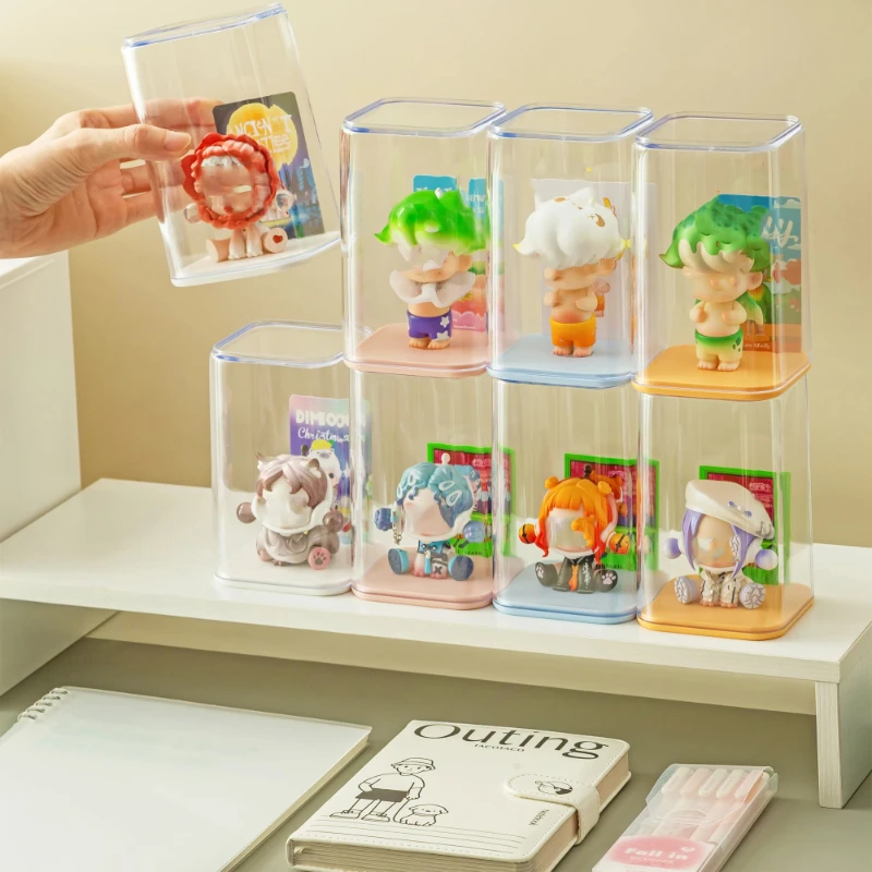 4 stücke Transparent Blind Box Lagerung Display Rack Staubdicht Figur Lagerung Box Sichtbar Desktop Figur Sammlung Lagerung Box