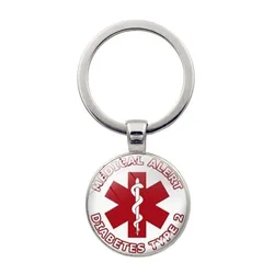 Diabetic Keychain Medical Alert for Men Women Medic Star of Life Key Pendents DIY Personalization Key Chain Jewelry Wholesal