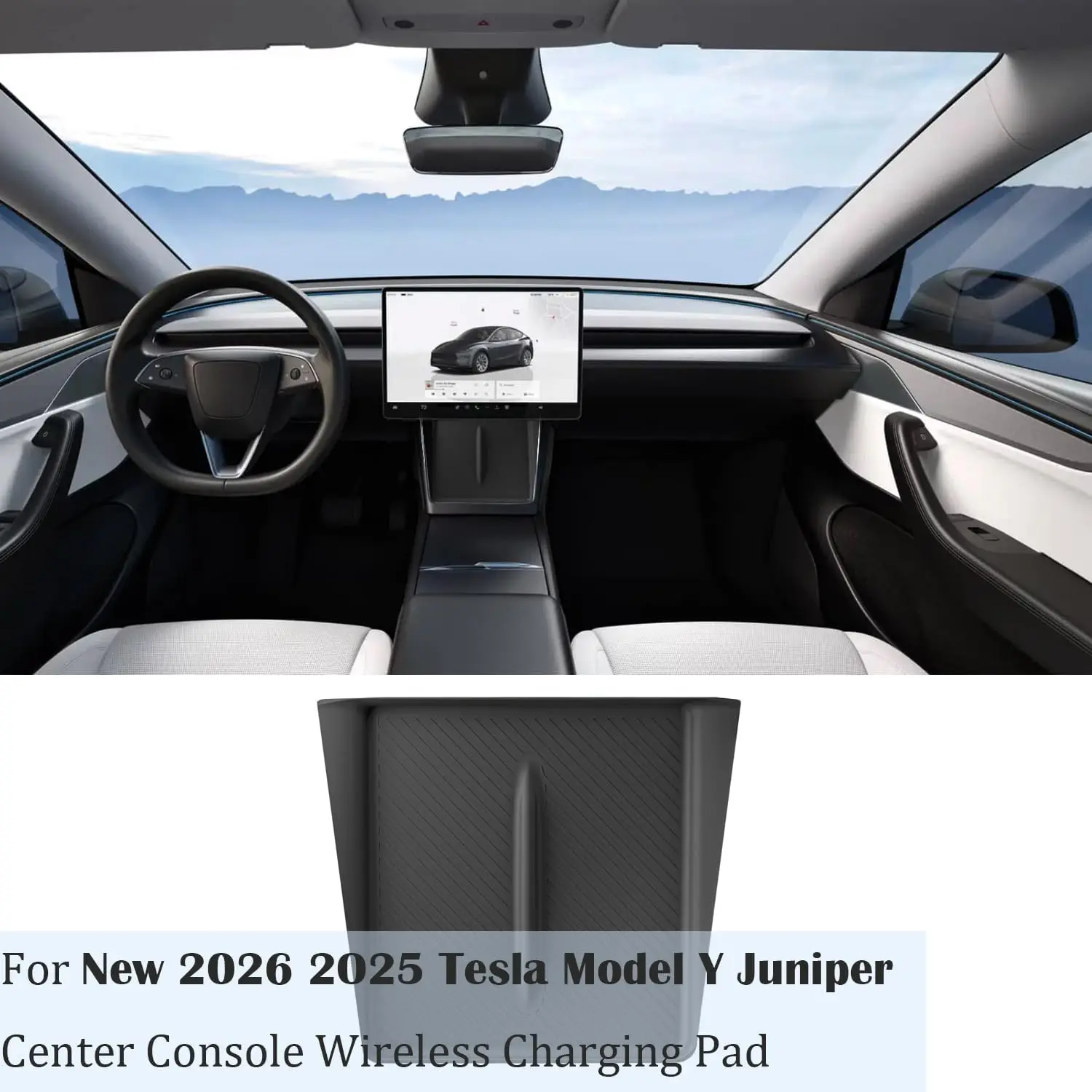 For Tesla Model Y Juniper 2025 2026 Anti-skid Wireless Charging Pad Car Central Control Silica Gel Pad Car Interior Accessories