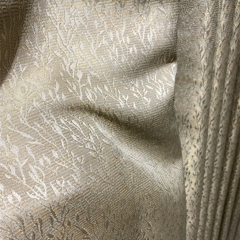 

Modern Light Luxury Curtains for Living Room Gold Silk 3D Embossed Jacquard Cortina High Precision Drapes Custom Shading Curtain