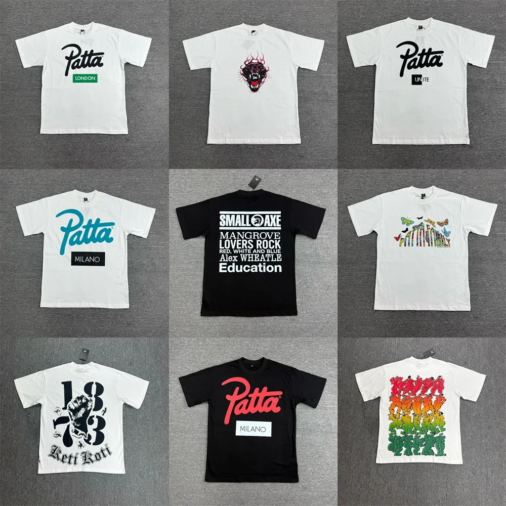 Patta Summer Street Artistic Fun Print Men's and Women's Casual Loose Short-Sleeved Collection T-shirts Trend Brand
