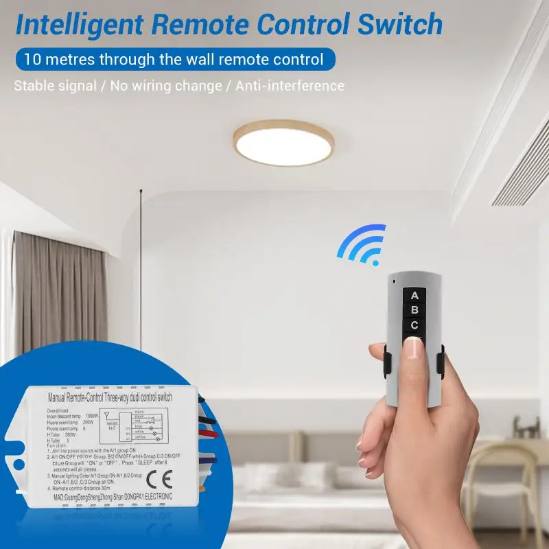 Channel ON/OFF 220V Wireless Remote Control Switch Receiver Transmitter for Lamp Light Electrical Equipments Drop Ship