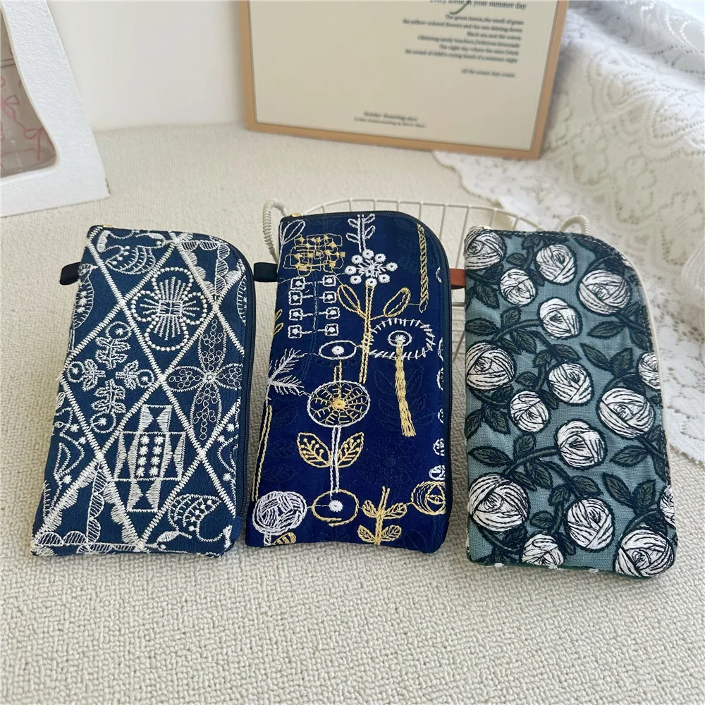 Women's Coin Purses Handmade Cotton Linen Embroidery National Personalized Canvas Lipstick Mobile Phone Glasses Storage Bags