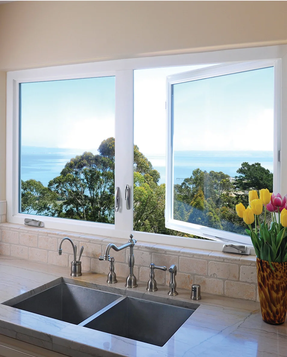 Heat Insulation Rainproof Aluminum Frame Rust Proof Hinged Window with Drainage System Glass Windows Kitchen Casement Windows