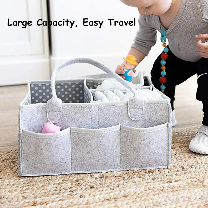 Sac de rangement multifonction en feutre pour bébé, sac à couches pour nourrissons, support Portable, caddie à langer, porte-couche pour enfant, grande poche