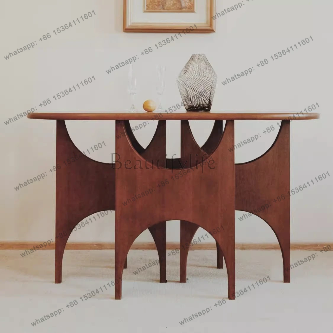 

Medieval solid wood creative entrance table American retro special-shaped entrance table