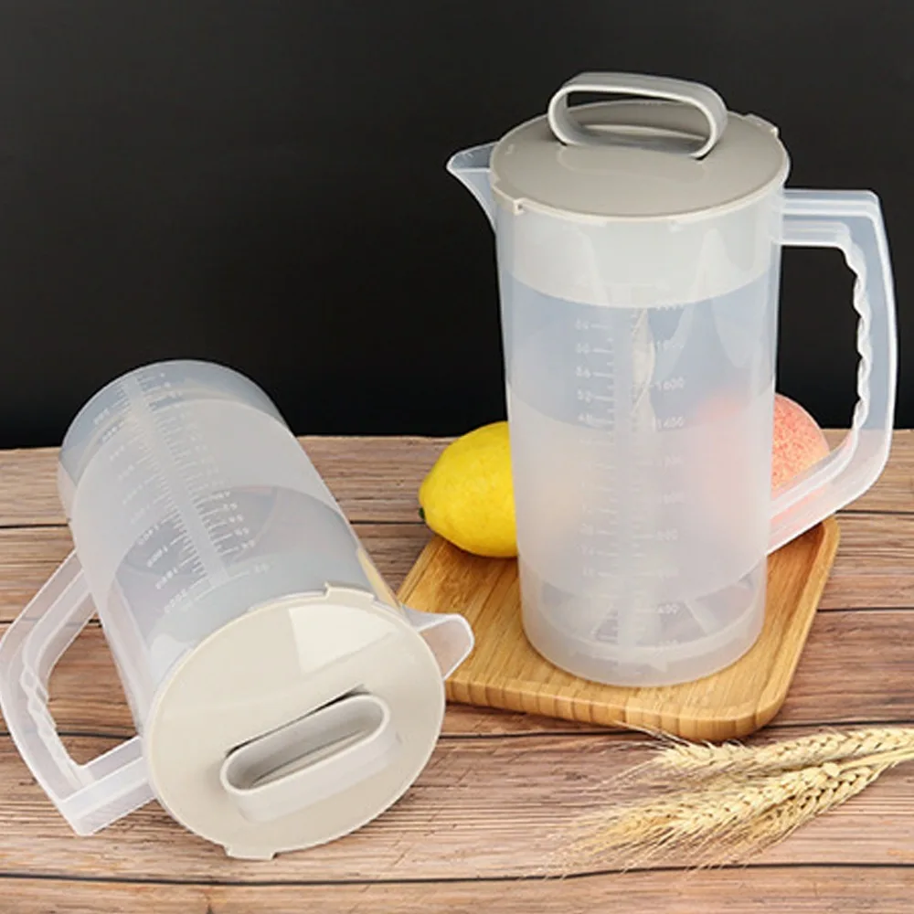 2000ML Capacity Manual Juice Extractor Blender Leakproof Lid Clear Scale Marking Mixing Pitcher for Drinks Wide Mouth Opening