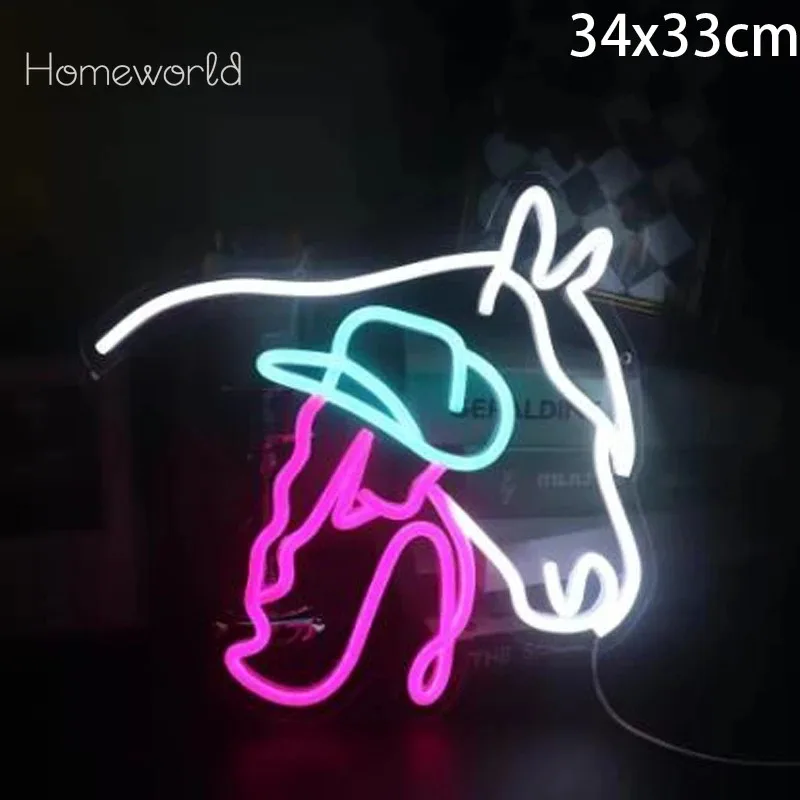 

Horse Cowgirl LED Neon Light Sign Dimmable Neon Sign For Wall Living Room ， Shop horse race Club， Bar Art Decor Birthday Gift