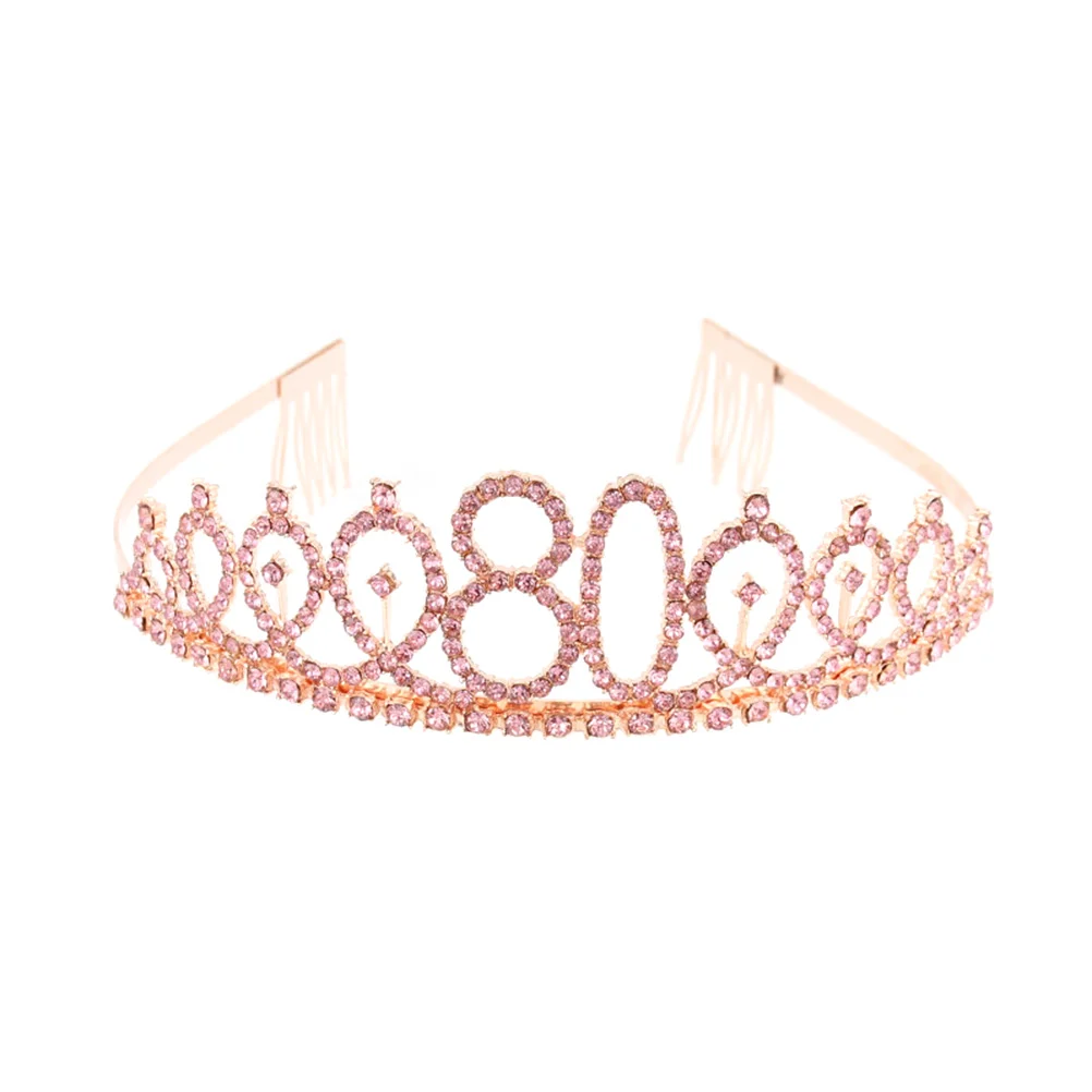 

Birthday Tiara Rhinestone Crowns Silver Happy 18/ 20// 30/ 40/ 50/ 60/ 70/ 80/ 90th Birthday ( - 80th )