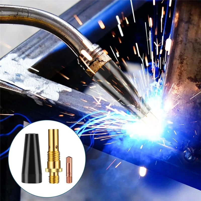 

J1UL1N 50 шт. комплект насадок для безгазовых сопел с флюсовым сердечником KP1939-1, контактные насадки 0,030 дюйма и 0,035 дюйма, газовые диффузоры, аксессуары для сварочного пистолета Mig
