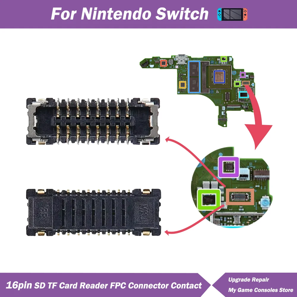 

5/10PCS 16Pin Memory Micro SD TF Card Slot Replacement for Nintend Switch FPC Connector Contact Socket Holder Plug On