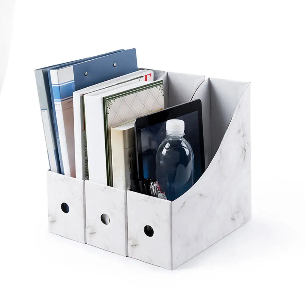1Set Waterproof Marble Storage Box File Rack Paper Organizer for Desk Desktop Document Holder Magazine Book Stationery Storage