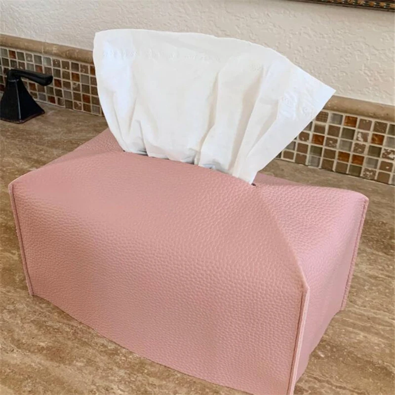 Simple Tissue Case Box Container Leather Retro Toilet Pumping Box Car Towel Napkin Papers Bag Holder Box Case Pouch Table Decor