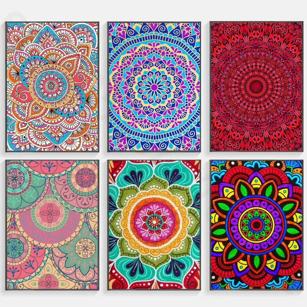 Manda Floral Pattern Poster Fancy Poster Wall Sticker for Living Room Bar Vintage Decorative Painting