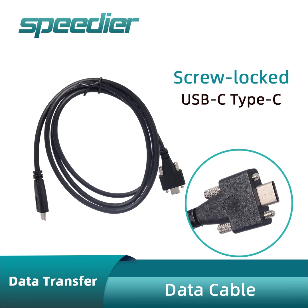 

1.2m USB 3.1 Type C USB-c with Dual Screws Locking Male To USB Type-c Male 10Gbps Data Cable Panel Mount Type for Camera Etc.
