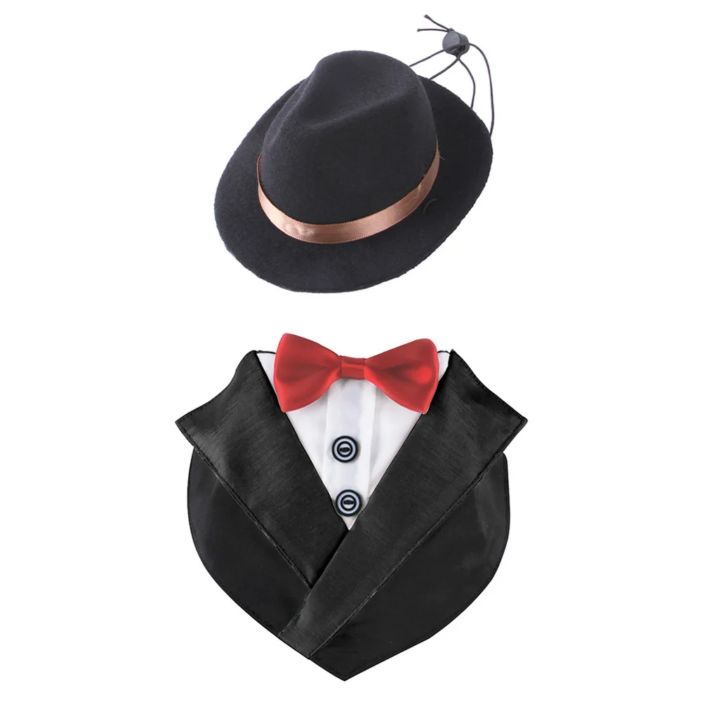 

Black Wedding Big Dog Triangle Scarf with Bow Tie Handsome Pet Bandana for Small Large Dogs Hat Dog Accessories