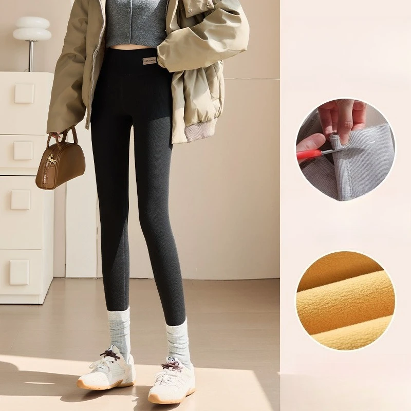 여성용 알파카 플리스 열 레깅스 플러스 사이즈 플리스 안감 베이스 레이어 추운 날씨 절연 슬림 피트 하이 웨이스트 레깅스
