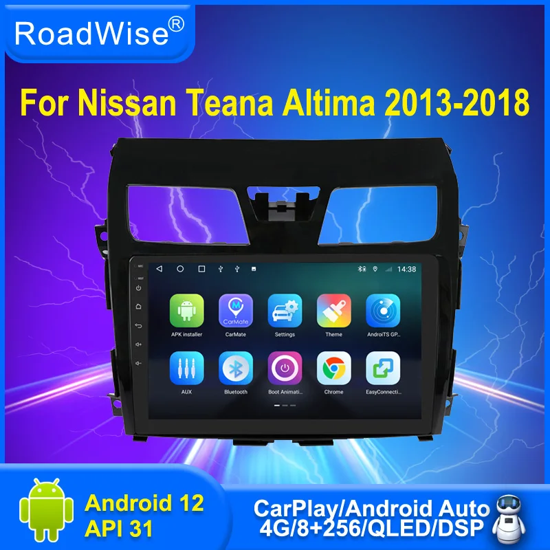 Roadwise 8+256 Android 12 Car Radio Carplay Multimedia For Nissan Teana Altima 2013 - 2018 4G Wifi GPS DVD 2DIN Autoradio Stereo