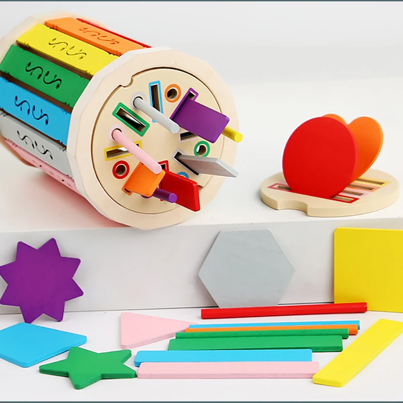 لعبة مطابقة فرز الألوان من مونتيسوري، لعبة فرز الأشكال الخشبية، ألعاب تعليمية لتعلم الرياضيات لهدايا أعياد ميلاد الأطفال