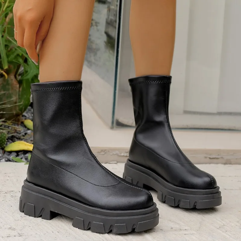 Женские ботинки челси, новые зимние теплые удобные ботинки, женские нескользящие ботинки в британском стиле на молнии, готическая обувь для женщин De Mujer