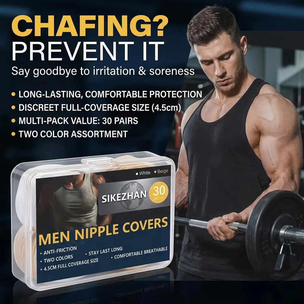 SIKEZHAN Men Nipple Covers Anti Chafing Breathable Running Tape Sweatproof Nipple Guard Patches for Sports Gym Cycling 30 Pairs