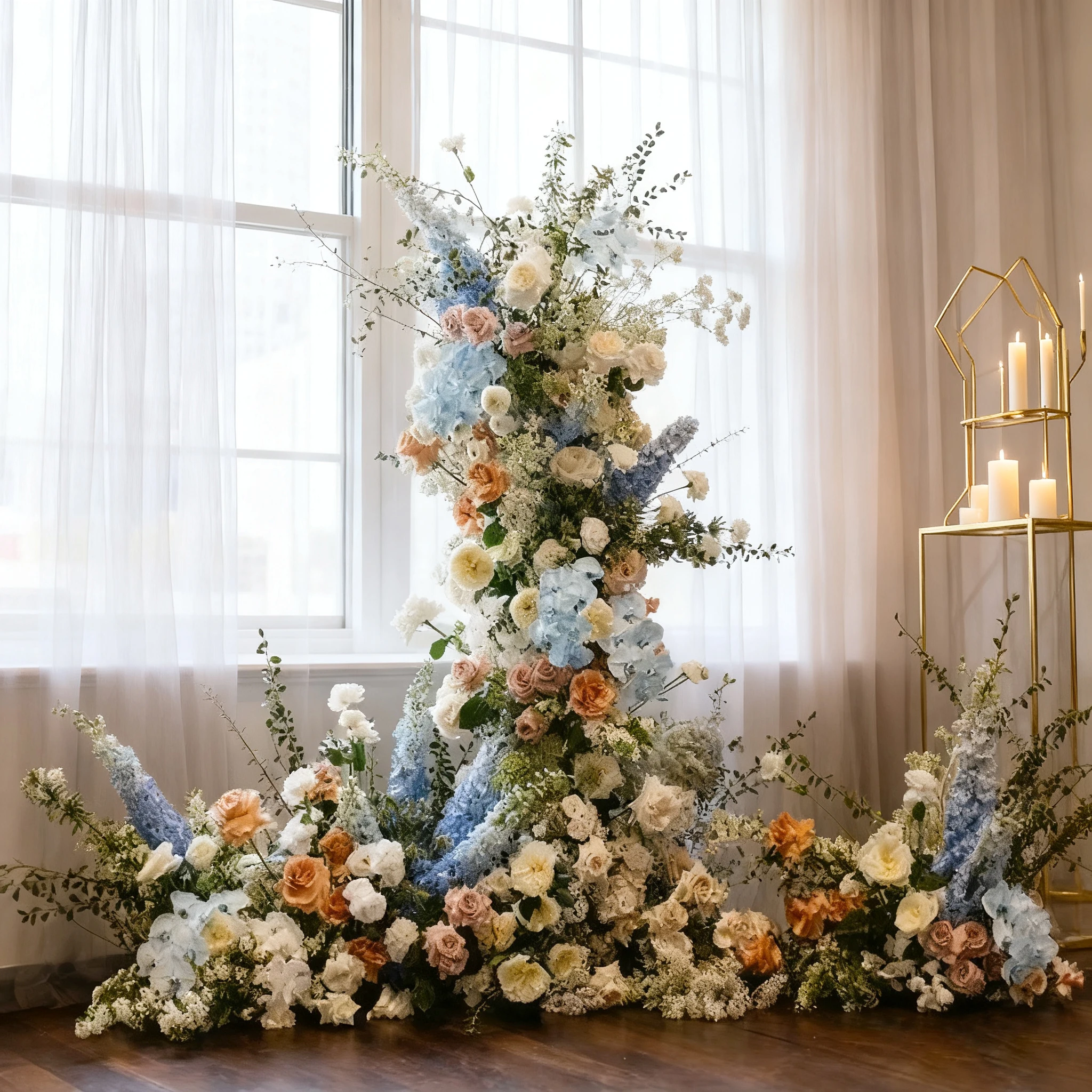 

Silk Floral Wholesale Artificial Flower Colorful Arch Stand Wedding Arch For Wedding Decoration Backdrop
