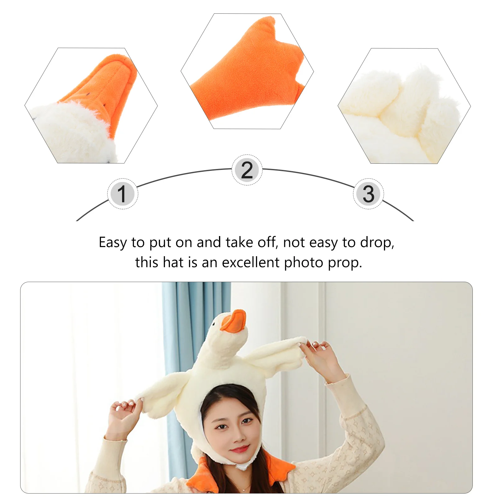 

White Goose Hat Party Festival Cosplay Headdress Photo Prop Creative Accessories Gift Party Hat Cosplay Prop