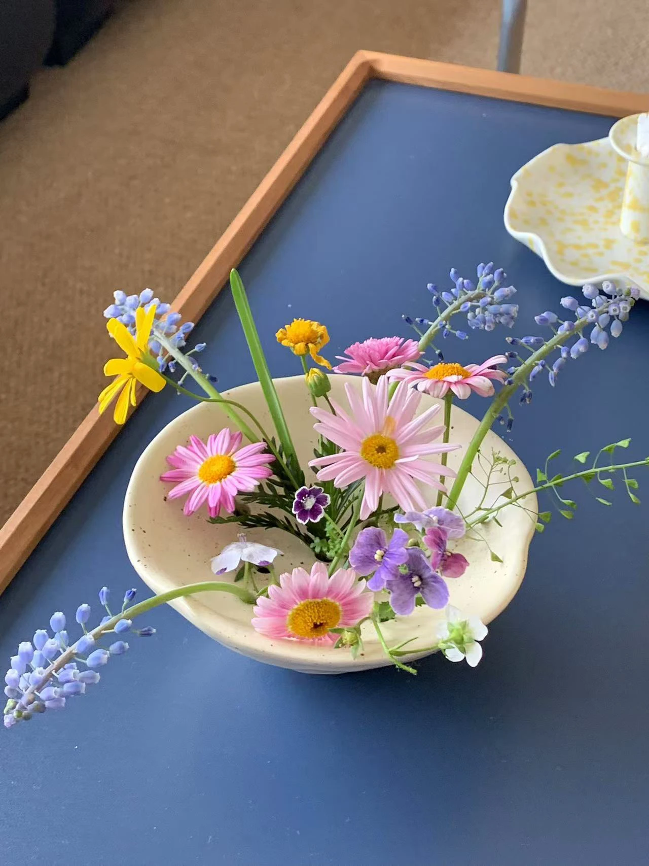 Shinymomo Korean Style Ceramic Flower Vase Unique Small Artistic Water Filtration Bowl Desktop Flower Holder Rustic Home Decor