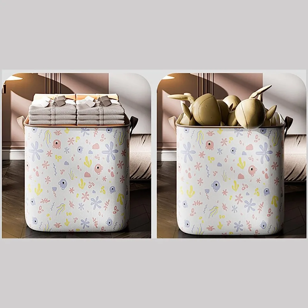 With Durable Handle Clothes Storage Bins Cute Teddy Bear Foldable Wardrobe Sorting Storage Bucket Clothes Organizer