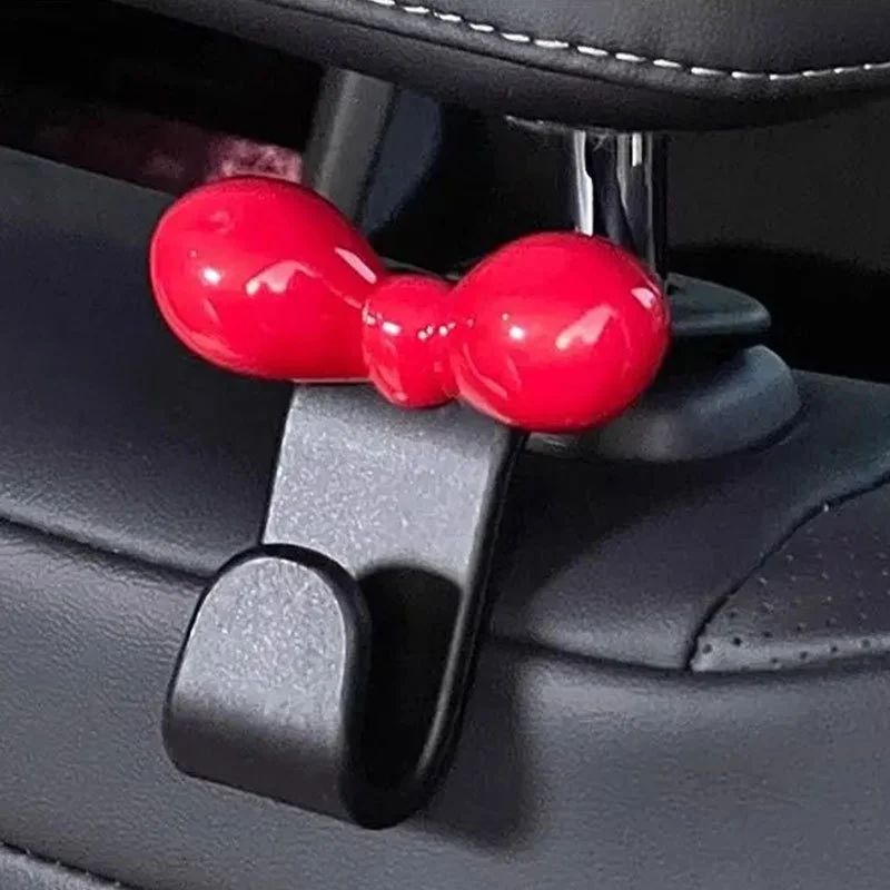 Minimalist Bow Car Back Seat Hanging Hooks Practical Storage Accessory For Handbags Snacks And Travel Items In Vehicle view 3