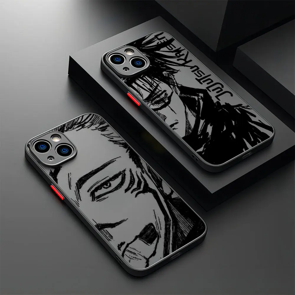 Blcak Hot Jujutsu Kaisen Anime Phone Case For iPhone 15 14 13 12 11 Mini Pro Max XR XSMax 7 8 Plus Matte Transparent Back Cover