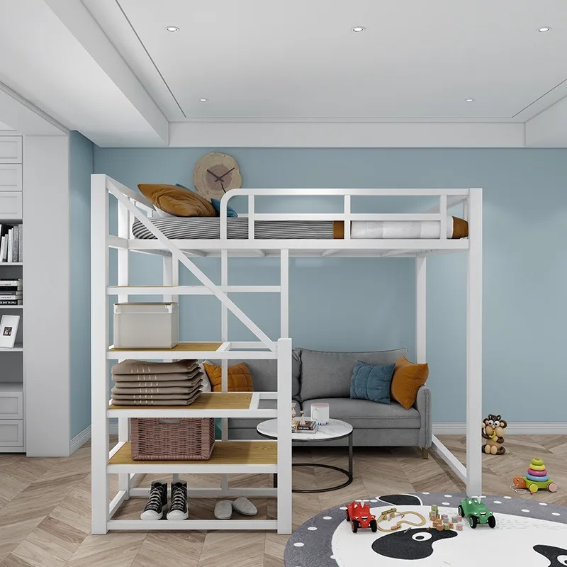 Factory Direct Sales Wrought Iron Bed on The Bottom of The Empty Small Apartment Duplex Second Floor Bed Bunk Bed Thickened