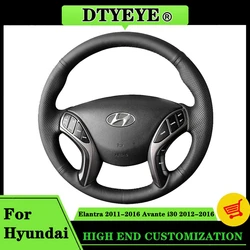 Car Steering Wheel Cover For Hyundai Elantra Avante i30 2011-2016 Customized Car Accessory Genuine Leather Steering Wheel Braid