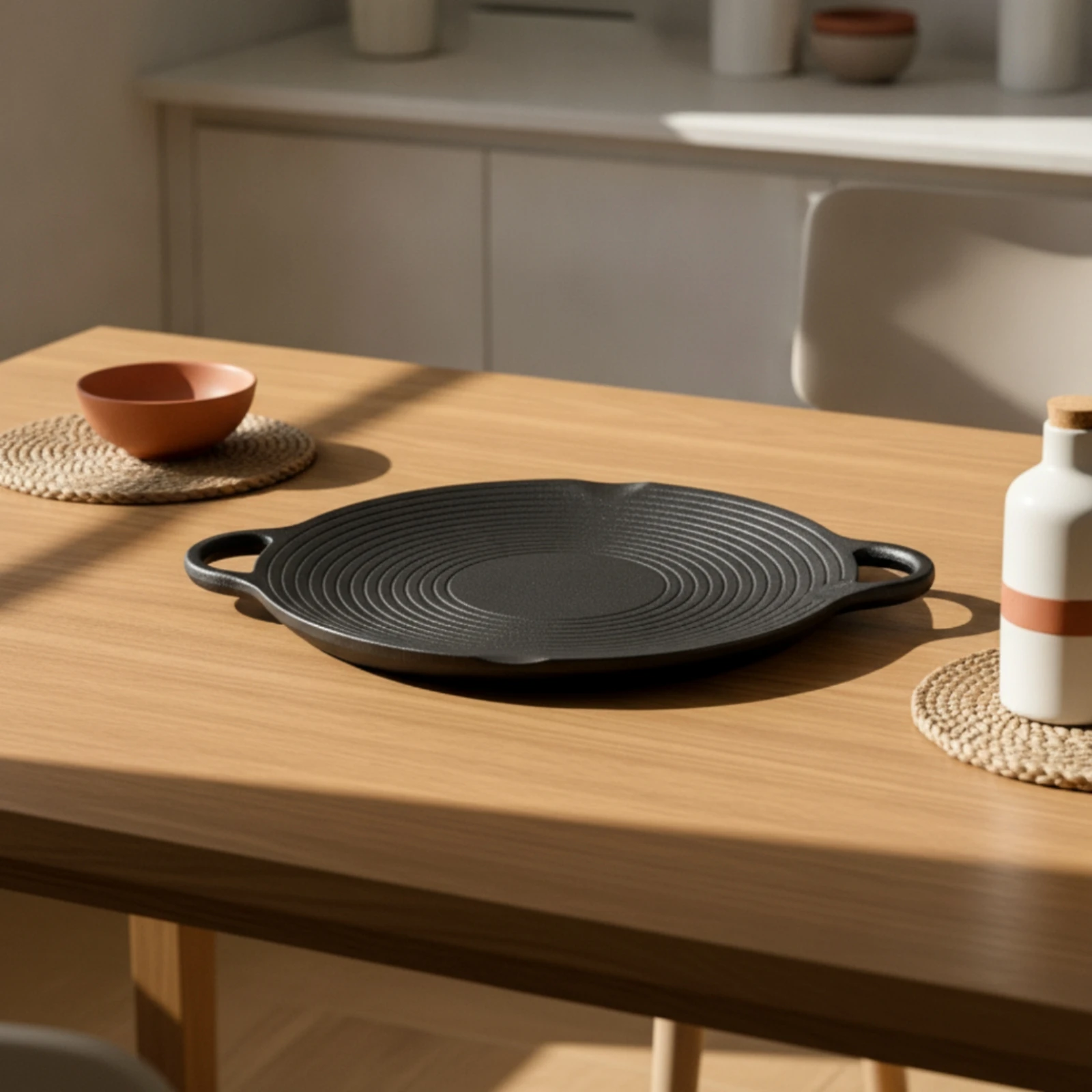 Korean BBQ Grill Pan Induction Compatible Korean Grill Pan Griddle Uncoated Cookware Ridged for Home Cooks, Tabletop Grilling