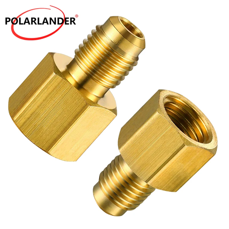 2Pcs Car AC Refrigerant Conversion Adapter R12 R134a Bidirectional Thread Brass Fitting Easy Installation