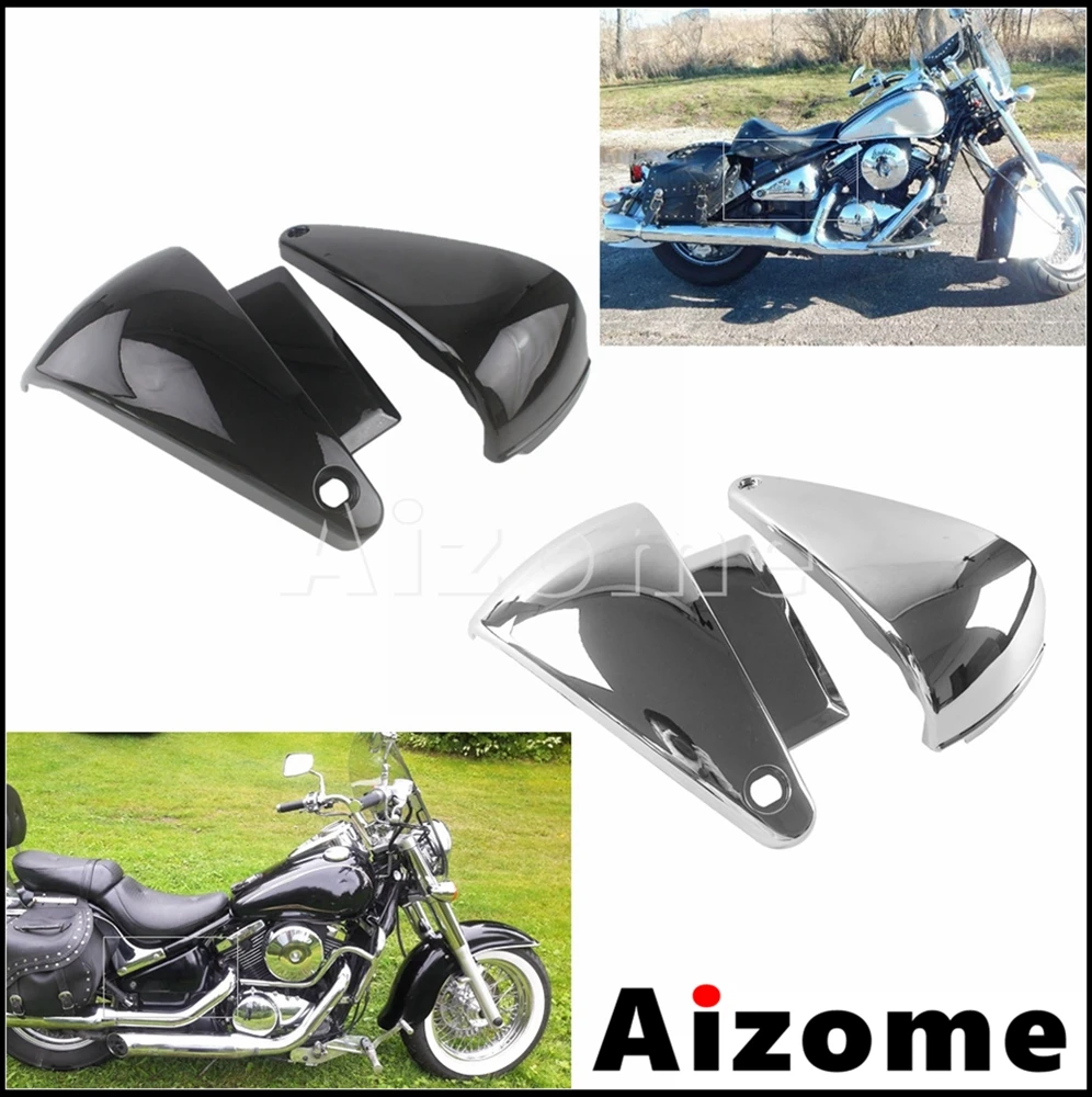 Chrome Black Side Battery Fairing For Kawasaki Vulcan 400 VN400 95-04 Vulcan 800 VN800 95-06 Motorcycle Battery Protection Cover