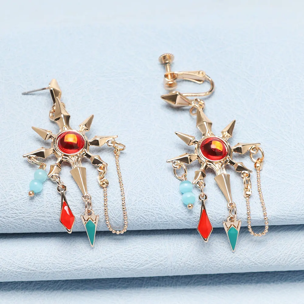 فاينل فانتسي XIV FF14 Azeyma كوس أقراط تأثيري قرط كبس الأذن دبوس أنيمي كوميك كون تظهر الدعامة مجوهرات اكسسوارات