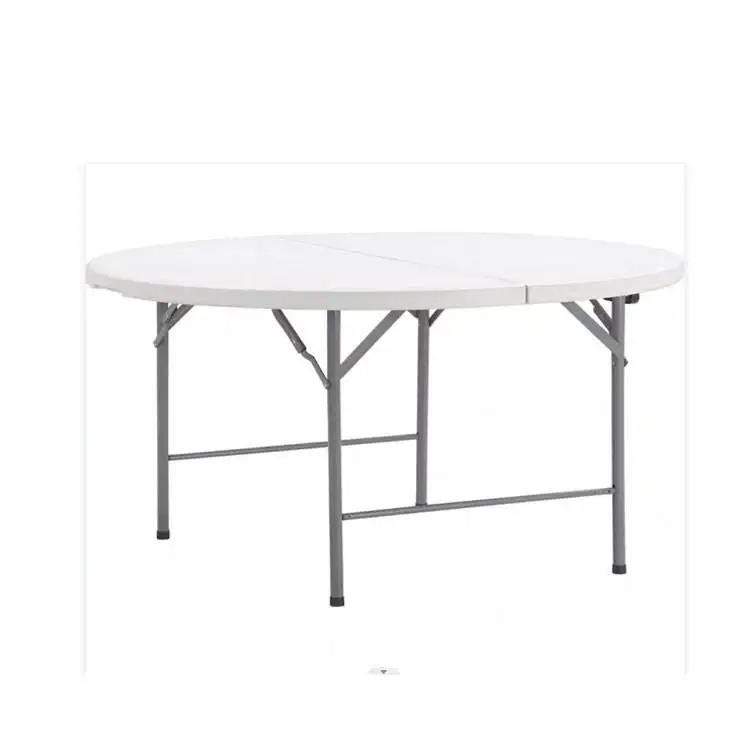 White Round Plastic Foldable Wedding Banquet Table Folding Event Table and Chair