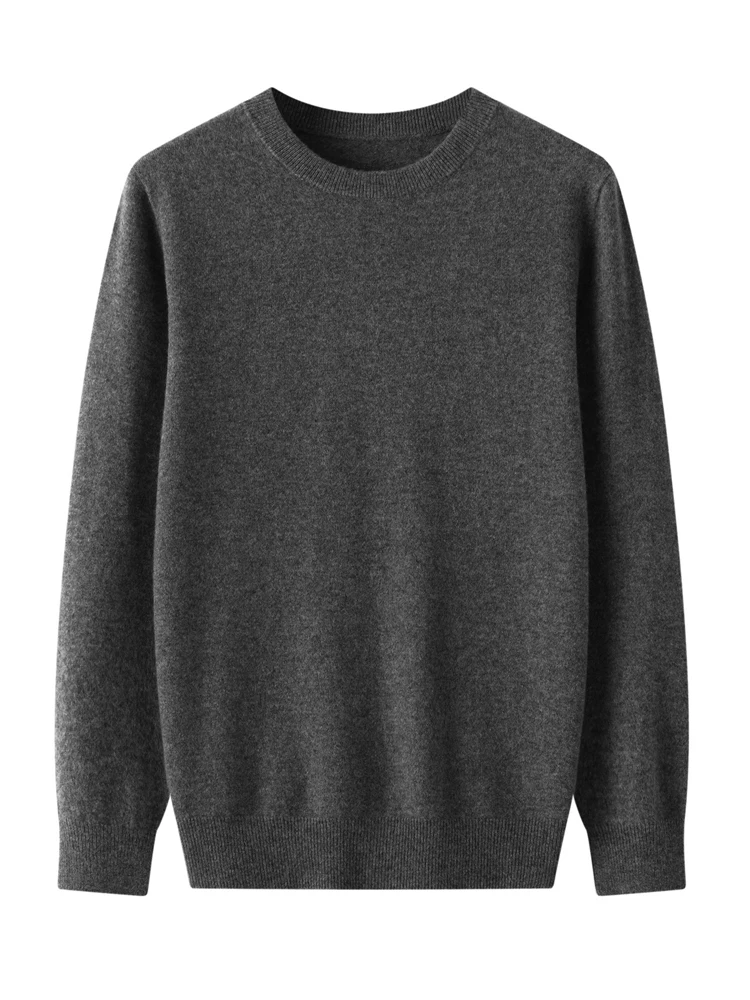 Pull en cachemire à manches longues et col rond pour hommes, 100% pure laine mérinos, pull décontracté, haut basique, automne et hiver, nouveaux produits, 24