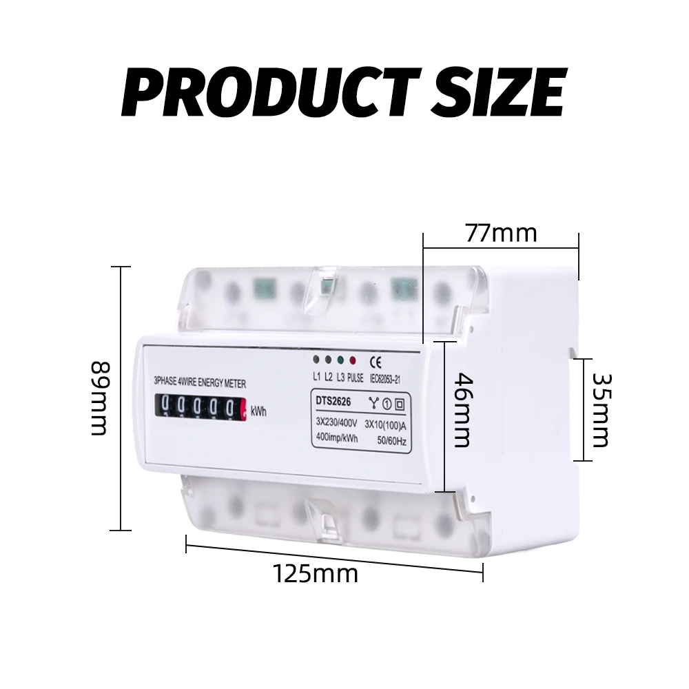 DIN analogowy trójfazowy 4-przewodowy elektroniczny watowy licznik energii napięcie prądu watomierz kWh 380V 100A AC licznik LCD