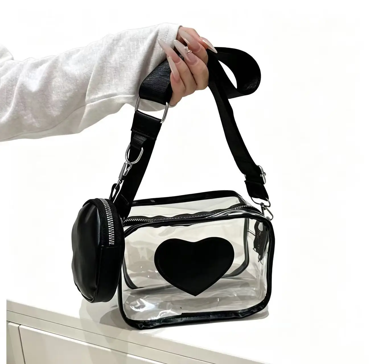 2026 New Versatile Wide-Strap Pvc Bag for Women, Casual Simple Fresh Style Shoulder Bag, Transparent Jelly Bag, Crossbody Bag