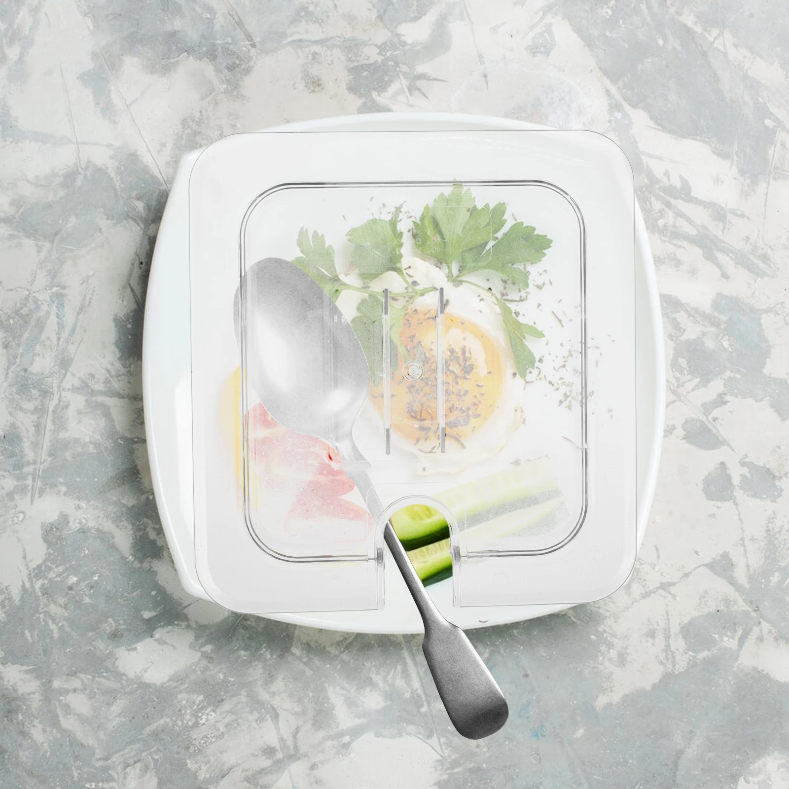 

6pcs Plastic Food Pan Lids Clear Reusable Universal Cover with Handle Transparent Restaurant Dessert Fruit Container Kitchen