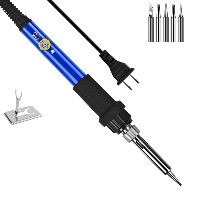 

Soldering Iron Kit Adjustable Temperature Solder Iron 60W With 5 Iron Tips US Plug