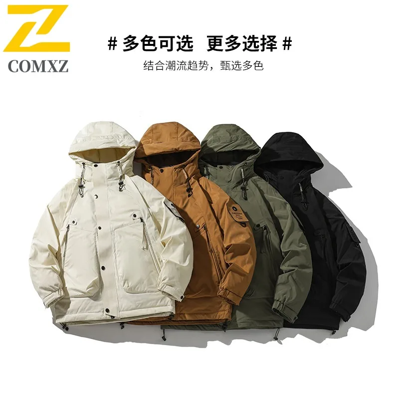 COMXZ Winter Down Jacket Men High Quality Detachable White Duck Down Liner Coat Man Casual Business Cold-proof Puffer Parka 2025