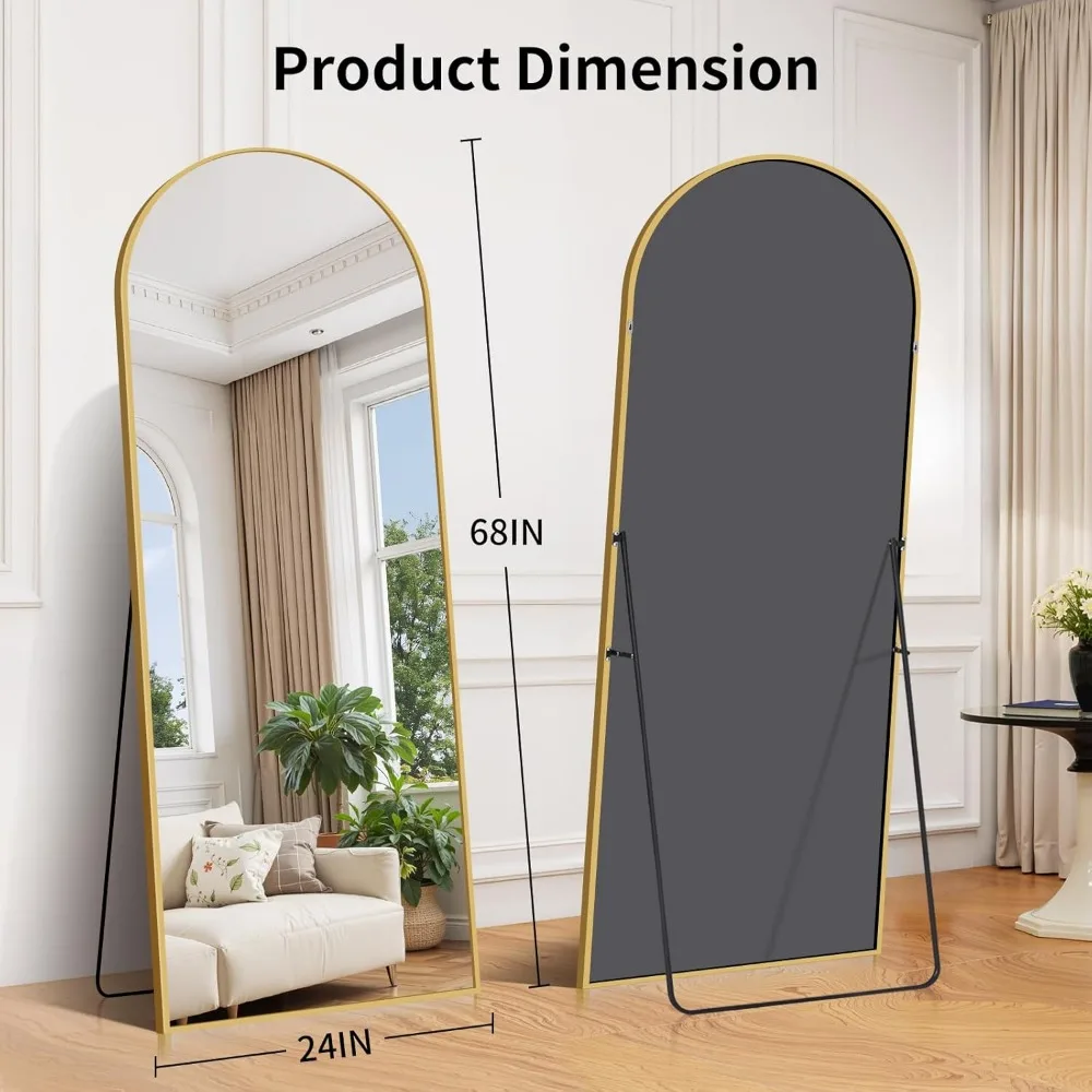 Floor Standing Full Length Mirror, 68x24 Inch Aluminum Framed Large Body Mirror for Home or Hallway