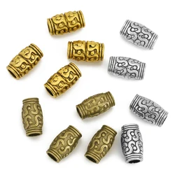 30pcs/lot 11*5mm Round Metal Big Hole Charm Beads Antique Bronze Spacer Tube Beads for Bracelet DIY Jewelry Making Findings