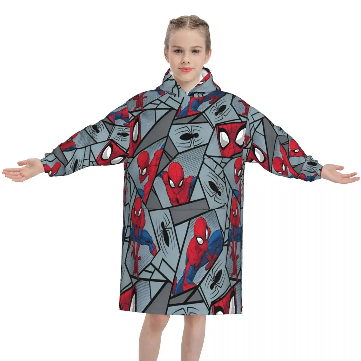 Spider-man Cosplay Pijamas Manta Sudadera con capucha Sudadera portátil Manta Regalos cálidos para niños