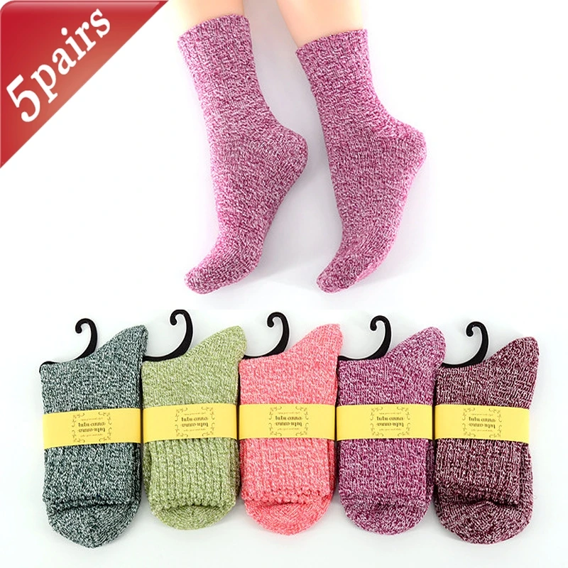 

5 Pairs Women's Socks Set Thick Japanese Shiny Fashionable Simple Versatile Casual Middle Tube Socks Warm Comfortable Wool Socks